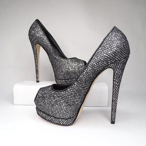 GIUSEPPE ZANOTTI Sharon 105 Glitter Peep Toe Pumps
